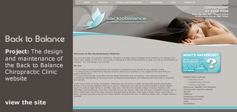 view Patmac Media's work on the Back to Balance Chiropractors website (in progress)